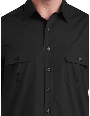 Men's Big and Tall Co-Pilot Sport Shirt | Point Collar, Short Sleeves, Button-Through Flap Chest Pockets